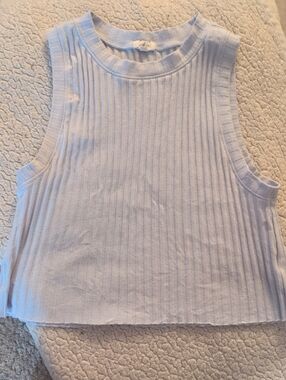 aerie Ribbed Sleeveless Crop Top - Light Blue